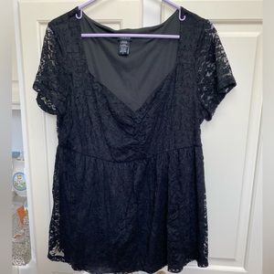 Torrid Black Lace Top - Size: 0